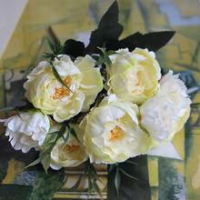 Новый 1 Шелковый букет, искусственный цветок, букет в европейском стиле, 5 цветов, искусственные цветы пиона, свадебные цветы, украшение для дома 2024 - купить недорого