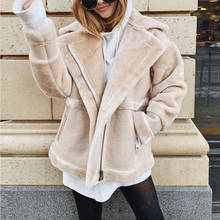 Liva girl Elegant  women faux fur coat streetwear Autumn winter warm plush coat Female plus size overcoat 2024 - buy cheap