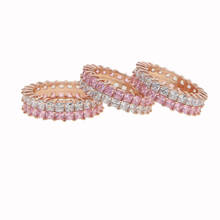 Anel pinky de zircônio cúbico, tamanho eua 6 7 8 rosa para mulheres, empilhamento completo, cz, eternidade, moda, jóias de dedo 2024 - compre barato