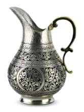 Morya-jarra de agua de cobre con tapa para bebidas, jarra decantadora elegante, hecha a mano, Estilo Vintage, color blanco, 2L 2024 - compra barato