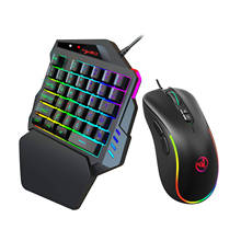 HXSJ-teclado y ratón con iluminación RGB, Mouse programable para juegos de PC y teclado de una mano para PS3/PS4/XBOX One 2024 - compra barato