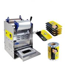 Máquina de envasado de cajas cuadradas de 20*14cm de prensa manual máquina de sellado de bandejas de alimentos semiautomática de acero inoxidable 2024 - compra barato
