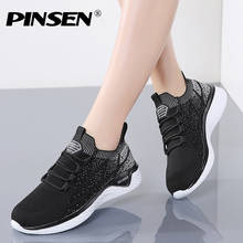 Pinsen tênis feminino casual de malha, sapato casual de alta qualidade com cordões para treino, para caminhada 2024 - compre barato