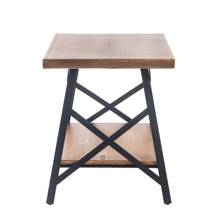 Industrial End Table with Solid Wood Top  Metal Base End Table Side Table Sofa Table US Warehouse 2024 - buy cheap