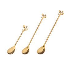 3 Size Creative Stainless Steel Spoon Gold Plated Coffee Spoon Stirring Spoon Leaves Spoon Ins Hot Long Handle Wedding Ceremony 2024 - buy cheap