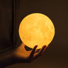Rambery moon лампа 3d принт ночник перезаряжаемый 3 цветной кран лампа управления огни 16 цветов Изменение дистанционного светодиоды лунного света подарок 2024 - купить недорого