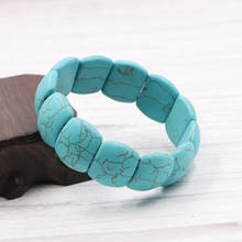 Encantos pedras turquesa strand wrap pulseira artesanal boho pulseiras para mulheres elástico homem unisex casais jóias b254 2024 - compre barato