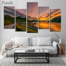 5 Pieces/set Highway sunset HD Wall Art Print on Canvas for Home Decoration Wall Art Picture for Living Room 2024 - buy cheap