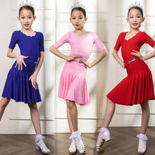Vestido infantil feminino para competição de dança, vestido vermelho de manga curta bl5994 2024 - compre barato