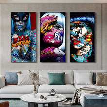 Grafite moderno, menina com tatuagem azul, posteres e impressões, pinturas em tela, arte de parede para sala de estar, decoração, sem moldura 2024 - compre barato