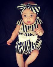 Cute Newborn Kids Baby Girl Clothes Tops Romper+Stripe Shorts+Headband 3pcs Casual Summer Outfits Set 2024 - buy cheap