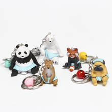 5Pcs/Set Cute Designs Bathe Animal Keychains Polar Bear Panda Dog Raccoon Pendant Small Ornament Charm Bells Pet Keyring Girls 2024 - buy cheap