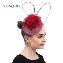 Vintage Bridal Flower Marron Hats Elegant Wedding Accessories Bride Net Hats Fascinator Hats Women's Formal Occasion Headwear 2024 - buy cheap