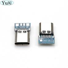 YuXi-conector USB 3,1 tipo C, conector hembra de 14 pines, orificios pasantes, PCB 180, USB-C de escudo Vertical, 2 uds. 2024 - compra barato