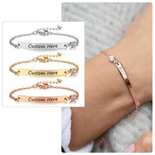 Rose Gold Bar Bracelet Personalized Cubic Zirconia NameLetter Initial Custom Bracelet Charm Stainless Steel Mom Lady Gifts 2024 - buy cheap