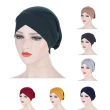 Pañuelo de punto ancho para mujer, Bandana de ganchillo, turbante elástico de Color sólido, accesorios para el cabello de algodón 2024 - compra barato