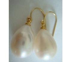 Free Shipping    natural 12-13mm Australian south sea white baroque pearl earrings 14 gold 2024 - buy cheap