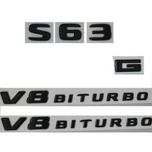 Глянцевые черные буквы S63 Для AMG V8 BITURBO Значки Эмблемы для W222 2024 - купить недорого