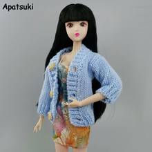 Camisola quente de inverno azul roupas tops para boneca barbie roupas bebê criança brinquedo diy 1/6 bjd acessórios de casa de bonecas 2024 - compre barato