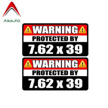 Aliauto 2 X Warning Car Sticker Protected By 7.62*39 Decal Accessories PVC for Jeep Renegade Turk VW T4 Renault Clio,12cm*6cm 2024 - buy cheap