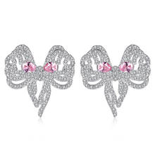 Zlxgirl jewelry cute bow shape women's cartoon bridal earring jewelry luxury brand pave zirconia wedding stud earring free bags 2024 - buy cheap