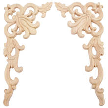 4Pcs European Floral Craft Furniture Decorative Carved Applique Wood Modern Wall Frame Corner Door 2024 - buy cheap