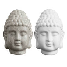 Estatua de resina de cabeza de Buda, figuritas de piedra arenisca blanca de 15cm, decoración del hogar, escultura de Cabeza de Buda 2024 - compra barato