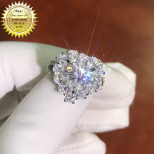 Anel de diamante e moissanite 100% real, 18k, 2ct, cor vvs convés, 2024 - compre barato