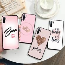 Girl Boss Pink Women power text slogan Phone Case For Huawei P20 P30 P40 lite Pro P Smart 2019 Mate 10 20 Lite Pro Nova 5t 2024 - buy cheap