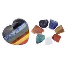 Conjunto de pedras de chakra tumbeelluwa 7, natural, cristal bruto, kits de cura, energia reiki meditada 2024 - compre barato