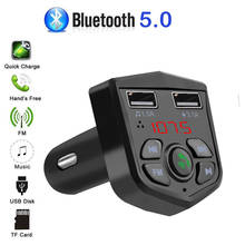 Kit veicular bluetooth 5.0, estéreo, mãos livres, receptor de áudio sem fio, transmissor fm, modelo veicular, eletrônico, usb, cartão tf, reprodutor de mp3 2024 - compre barato