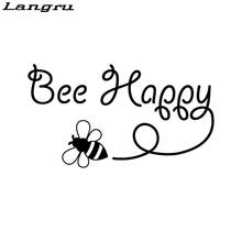 Langru Bee Happy Design художественная виниловая Автомобильная наклейка вдохновляющая наклейка на автомобиль Спорт Jdm 2024 - купить недорого