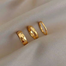 Anillos de nudillos chapados en oro a la moda para mujer, anillos minimalistas de oro para mujer, conjunto de anillos circulares clásicos, joyería 2024 - compra barato
