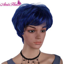 Amir Short Natural wave Synthetic Wigs Bob Hair With Bangs pelucas For  Women Blue Wig Lolita pelucas Cosplay парик Ginger Wig 2024 - buy cheap
