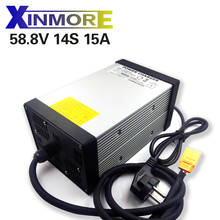 Xinmore 14 s 58.8 v 15a 14a 13a 12a 11a 10a li-ion lipo carregador de bateria de lítio para 48 v (51.8 v) e-bike li-ion bateria 2024 - compre barato
