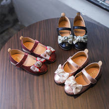 Bekamille-zapatos de cuero con lazo para niña, zapatillas de princesa para bebé, zapatos de baile de fondo suave, otoño 2024 - compra barato