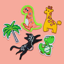 Cartoon Dinosaur Giraffe Embroidered Stripe for Clothes Iron on Children Boy Patches Thermal Sticker Patch Applique for Clothing 2024 - buy cheap