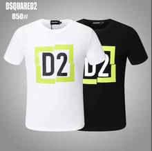 Мужская хлопковая футболка Dsq2 с буквенным принтом, одежда 850 2024 - купить недорого