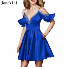 JaneVini-vestido De verano azul real sin mangas, elegante, con cuello en V, con cuentas 2024 - compra barato