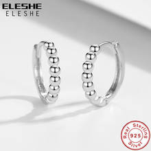 Original 100% 925 Sterling Silver Round Circle Beaded Hoop Earrings for Women Wedding Engagement Earrings Female Jewelry 2024 - buy cheap