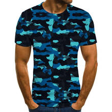 Мужская камуфляжная футболка с 3D геометрическим рисунком, модный топ в стиле Харадзюку, Летняя Повседневная рубашка с круглым вырезом, Мужская Уличная одежда, 2021 2023 - купить недорого