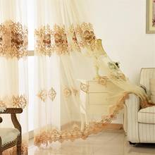 Luxury European Beige Water Soluble Embroidered Tulle Curtains For Living Room White Window Treatments Sheer Drapes WP160#5 2024 - buy cheap