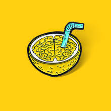 Новый милый желтый лимонный эмалевый значок для мозга желтые лимонные напитки брошь значок мультяшное ювелирное изделие подарок для детей друзей оптовая продажа 2024 - купить недорого