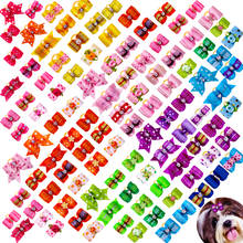 New 50pcs Dog Bows Rhinestone Pet Dog Hair Accessories Rubber Bands Small Dog Cat Hair Bows Dog Cute Bowknot For Small Dogs 2024 - buy cheap