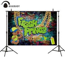 Allenjoy 1st birthday photozone background Graffiti wall golden necklace pop style prince party photophone backdrop photocall 2024 - buy cheap