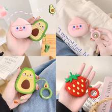 Cases For Apple AirPods 2 Soft Cartoon Avocado Strawberry Earphone Case For Airpods With Hooks For Air Pods 1 Charging Box Cover 2024 - buy cheap
