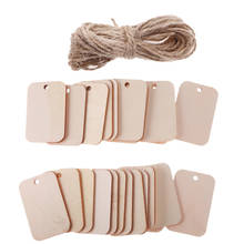 25pcs Unfinished Blank Rectangle Wooden Hanging Tags for Party Favors with Rope 2024 - buy cheap