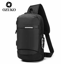 Ozuko bolsa peitoral masculina casual, bolsa transversal, esportiva, com carregador usb, para viagens curtas, bolsa mensageiro 2021 2024 - compre barato