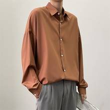 Camisa masculina da moda da cor sólida da camisa masculina do vestido coreano da sociedade da primavera verão camisas ocasionais dos homens camisa de manga comprida M-2XL 2024 - compre barato