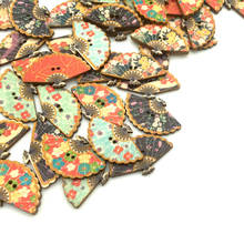 50PCS 30X18mm Japanese-Style Fan Wood Buttons DIY Sewing Scrapbooking Clothing Headwear Handmade Crafts Home Decor Accessories 2024 - buy cheap